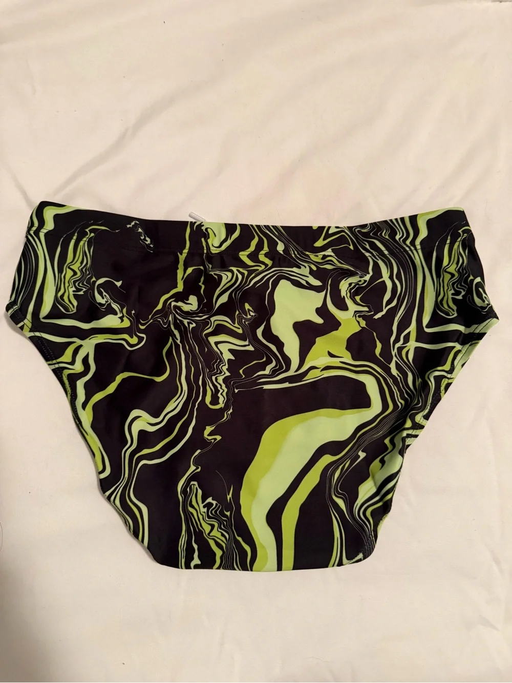 Men's 30-34” Green Marble Swim Briefs